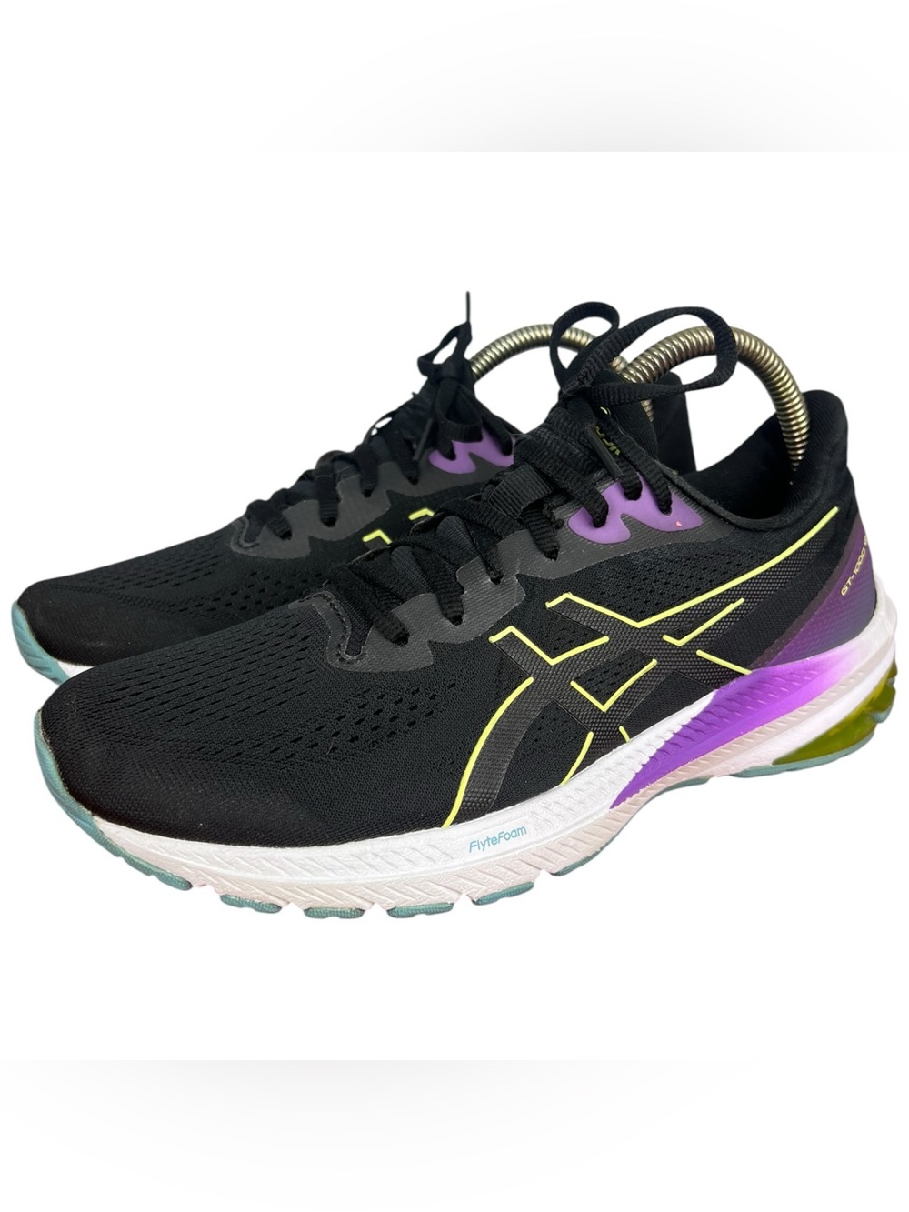 Asics Women GT-1000 12 Running Sneaker Shoes Black/Glow Yellow US Sz 10 1012B450